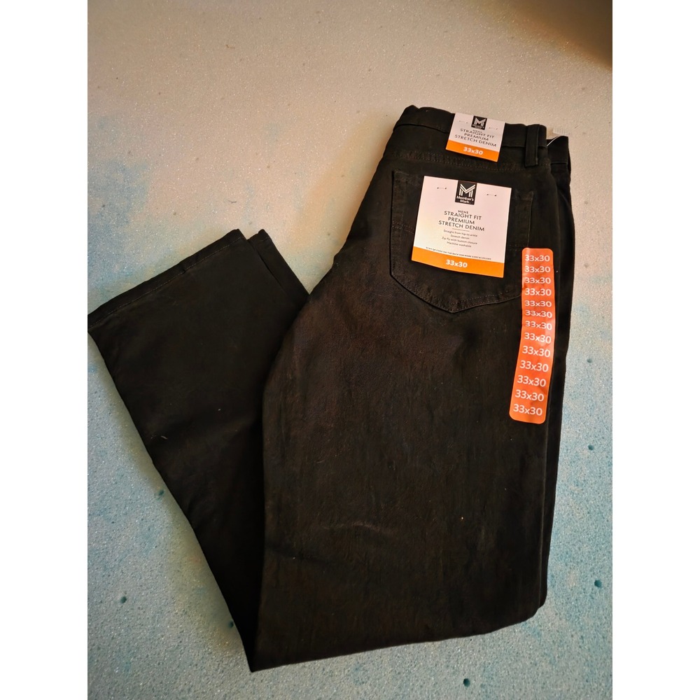 Member's Mark Mens Straight Fit Premium Stretch Denim Jeans Black 33x30 NWT